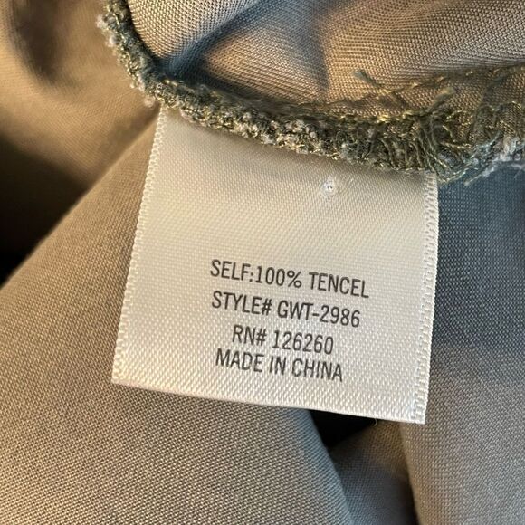 Harper Army Green Button Down Shirt Tie Front M - Picture 9 of 10